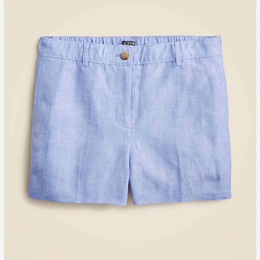 NWT! J.Crew Women's 3" Light BlueHarbor short in linen. Small